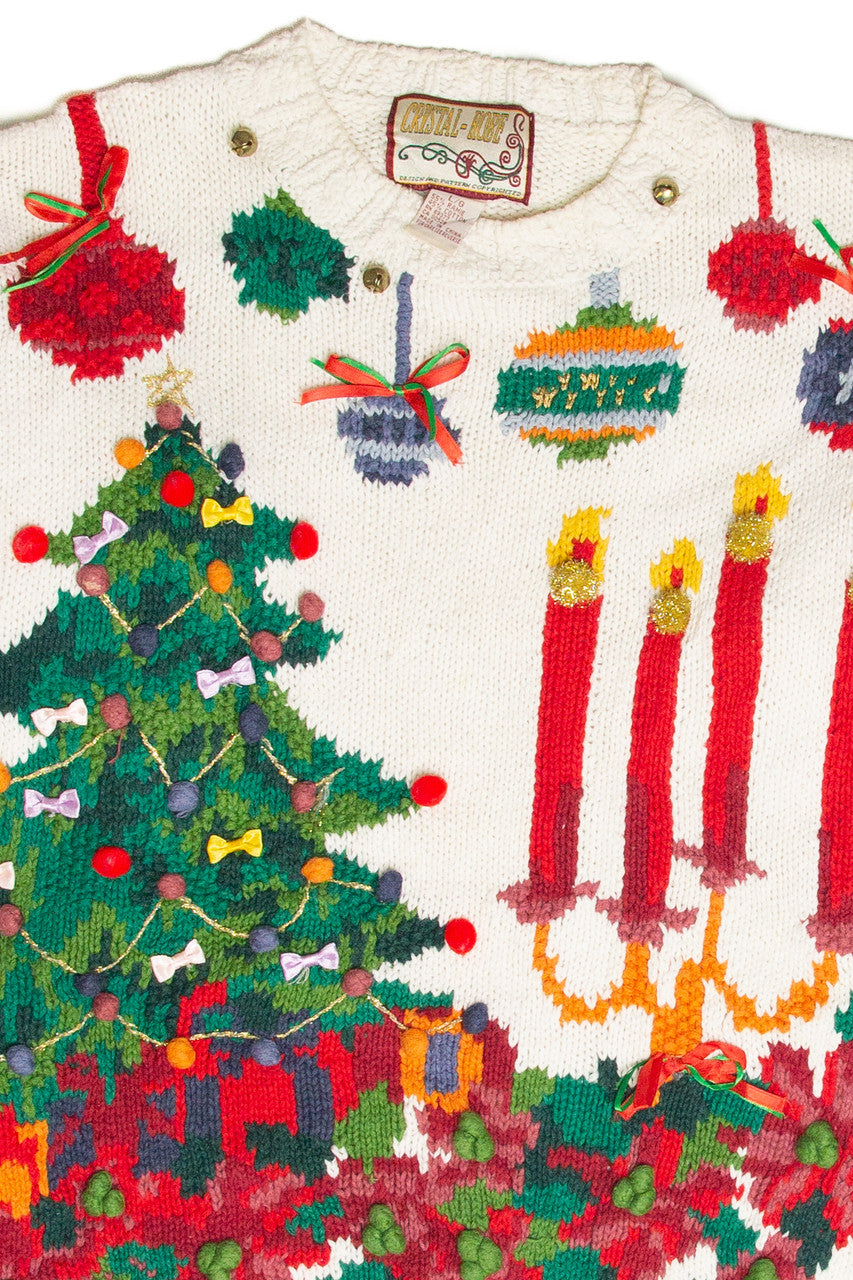Vintage White Ugly Christmas Pullover 61985