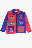 Vintage Red And Blue Ugly Christmas Cardigan 61996