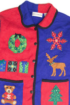 Vintage Red And Blue Ugly Christmas Cardigan 61996