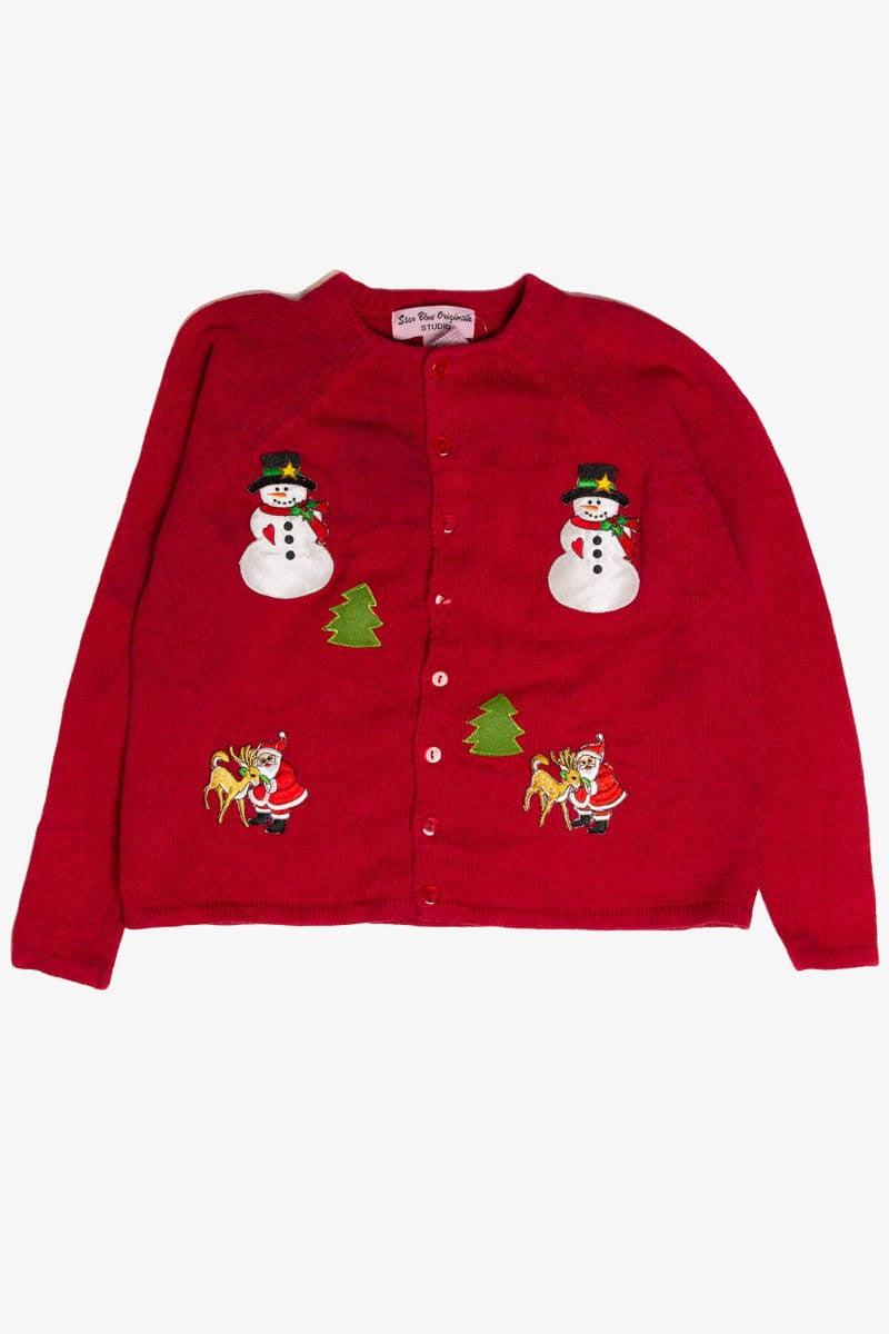 Snowman Patch Red Ugly Christmas Cardigan 62004