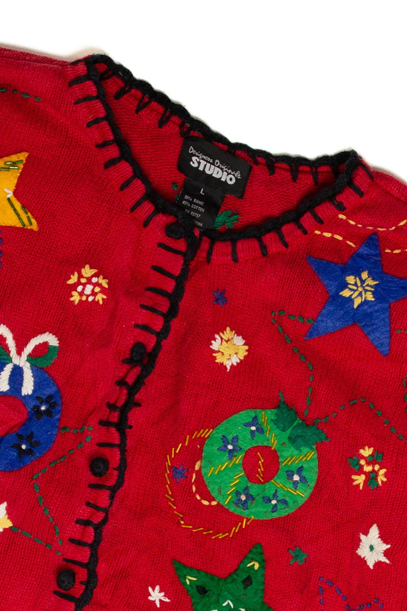 Red Wreath Ugly Christmas Cardigan 62014