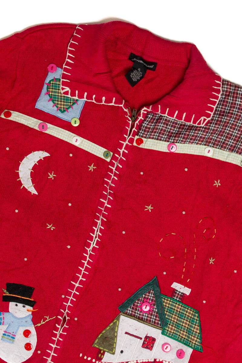 Red Patchwork Ugly Christmas Sweater 62018