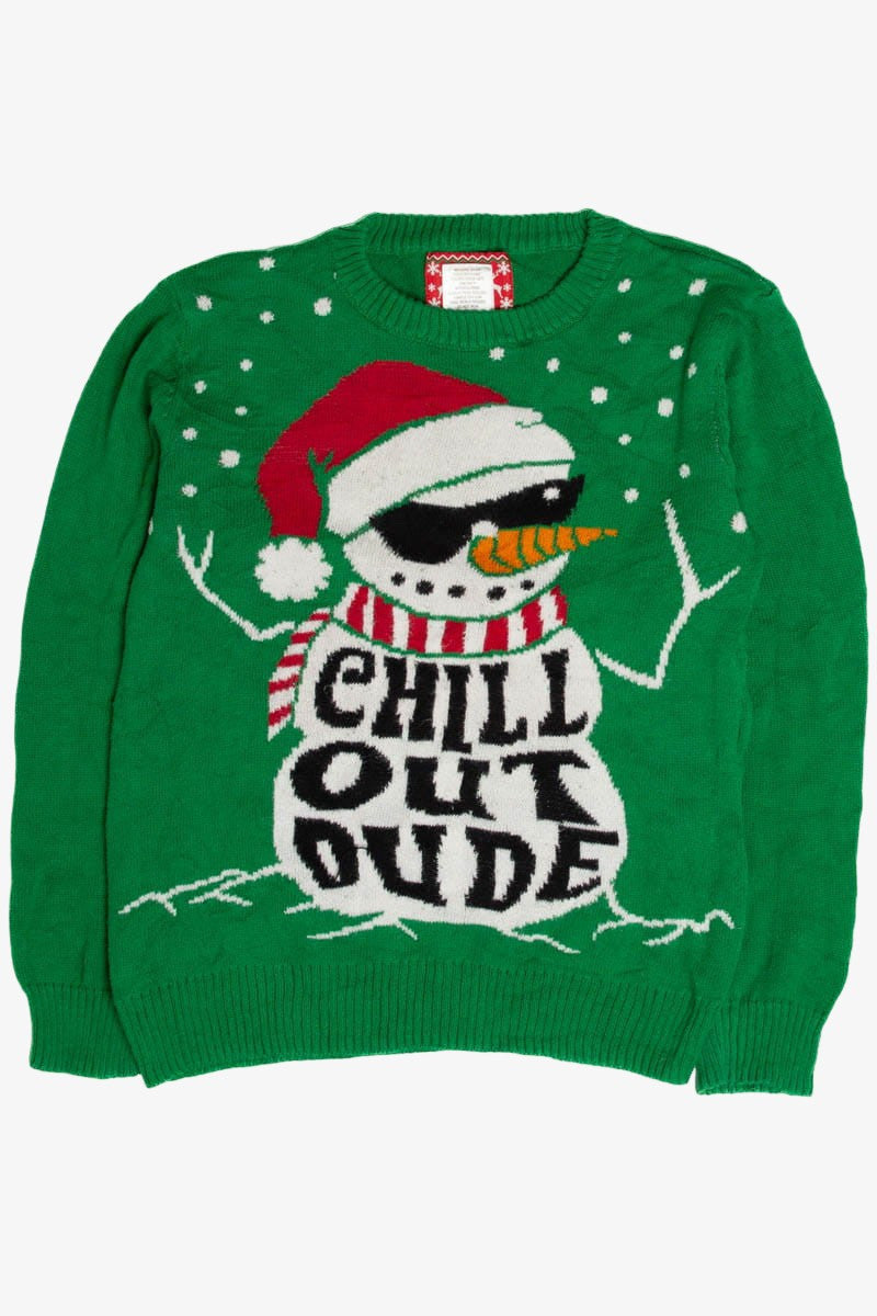 Chill Out Dude Snowman Ugly Christmas Sweater 62060