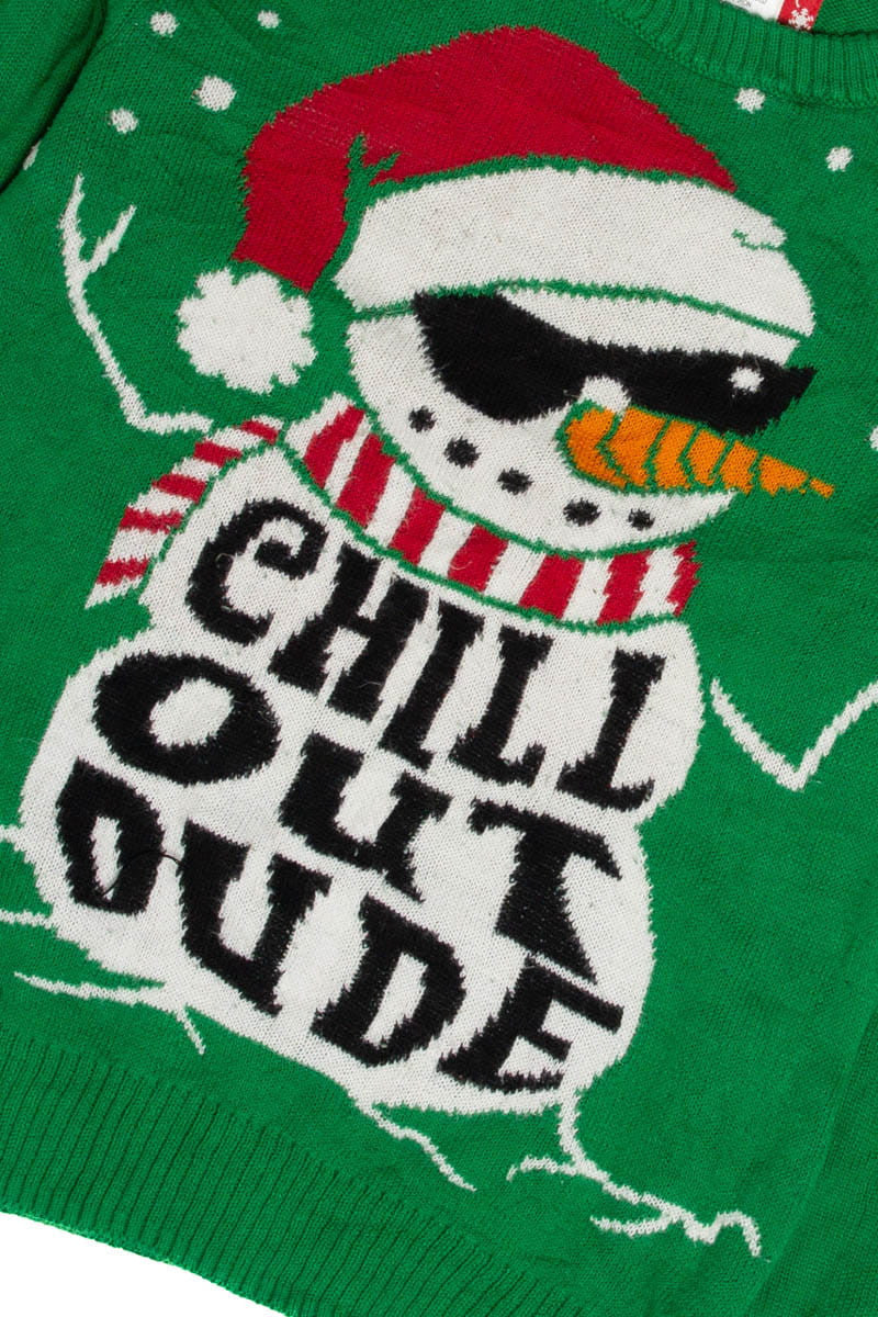 Chill Out Dude Snowman Ugly Christmas Sweater 62060