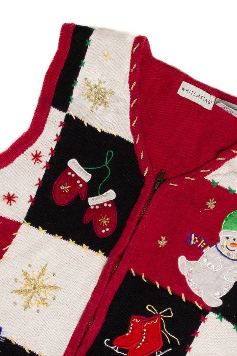 Snowmen Patchwork Ugly Christmas Sweater Vest 62067