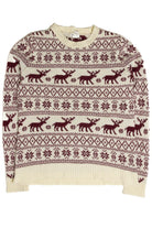 Ivory Reindeer Fair Isle Ugly Christmas Sweater 62070