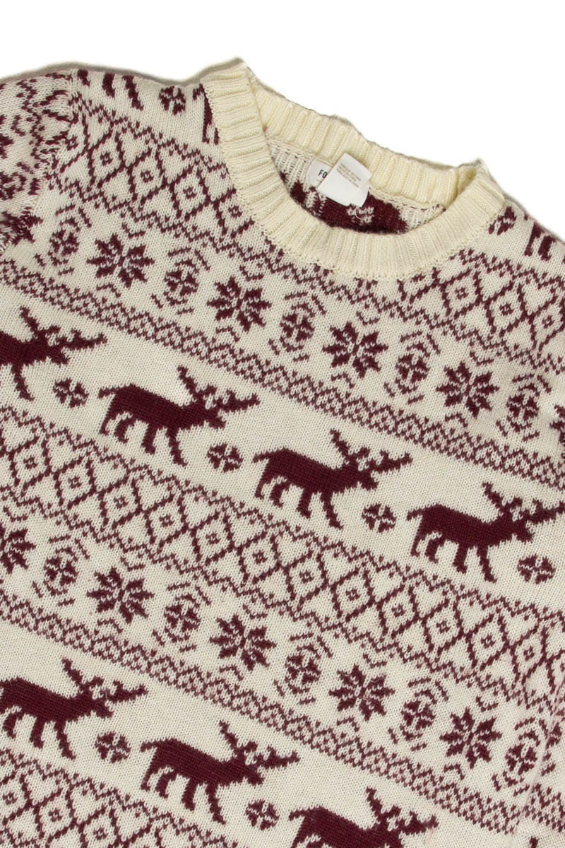 Ivory Reindeer Fair Isle Ugly Christmas Sweater 62070