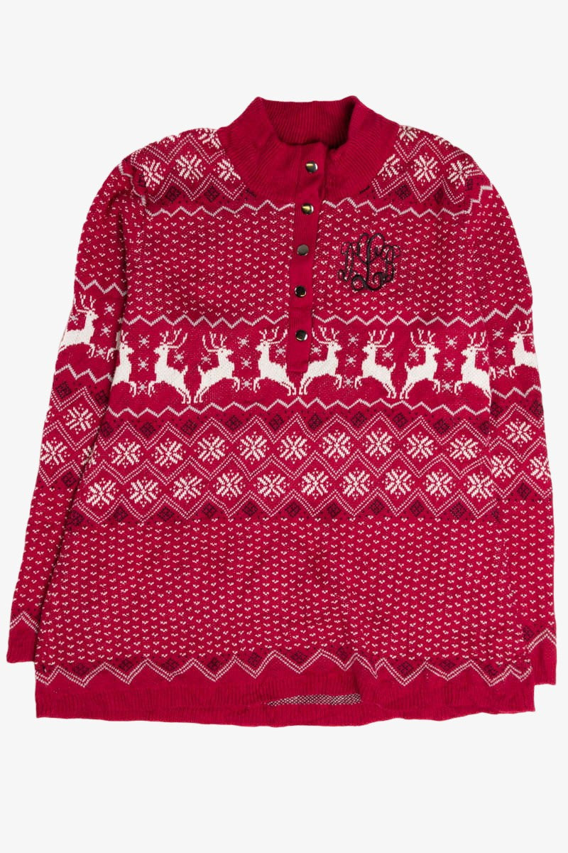 Monogrammed Reindeer Fair Isle Ugly Christmas Sweater 62085