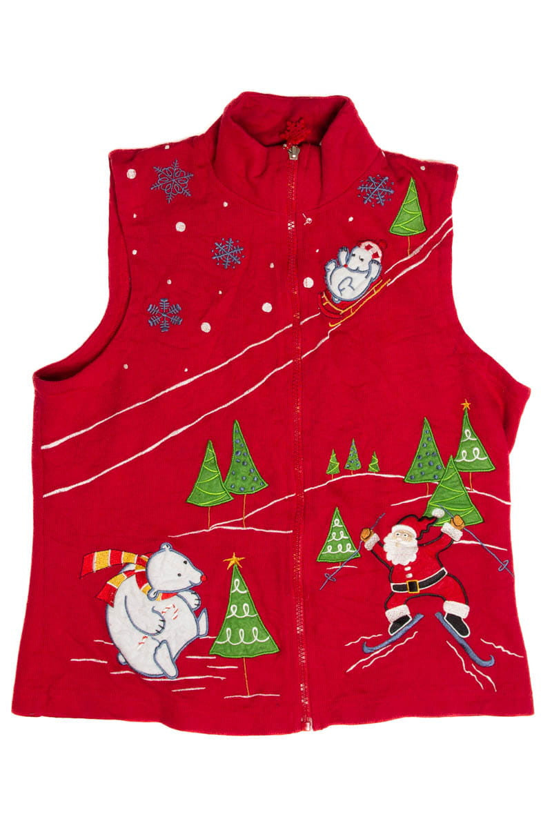 Santa Skiing Ugly Christmas Sweater Vest 62086