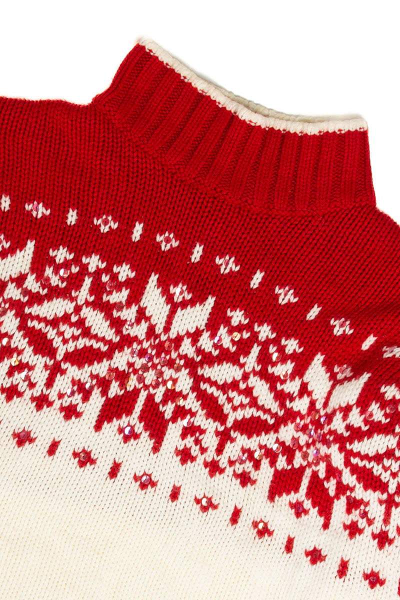 Sequined Snowflakes Turtleneck Ugly Christmas Sweater 62100