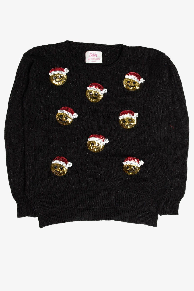 Sequin Smiley Face Ugly Christmas Sweater 62103