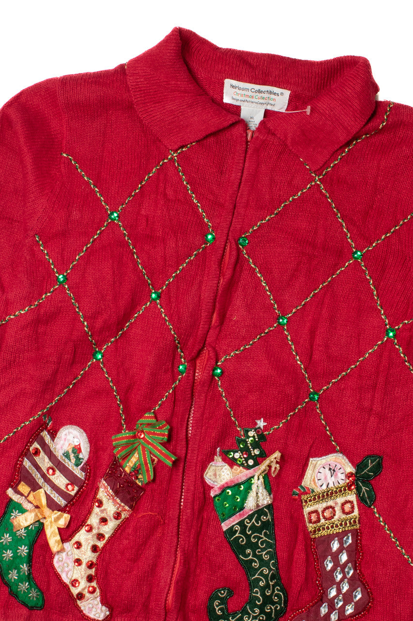 Christmas Stockings Ugly Christmas Zip-Up Cardigan 62161