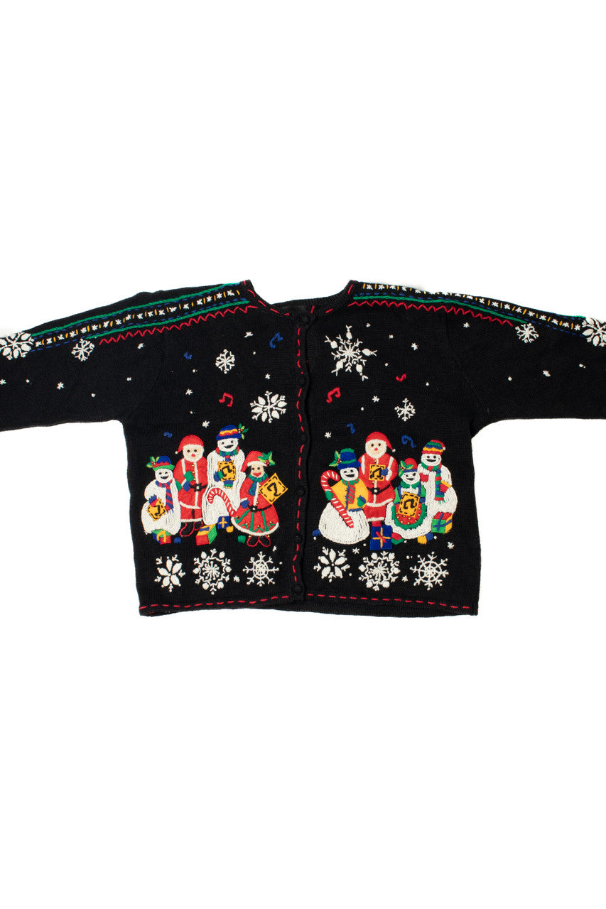 Embroidered Snowmen Ugly Christmas Cardigan 62164