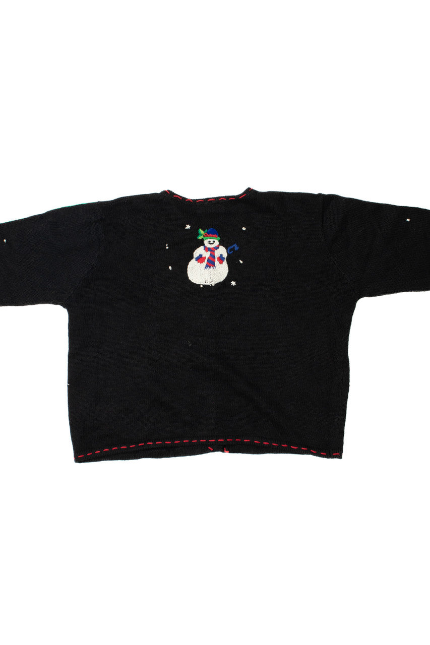 Embroidered Snowmen Ugly Christmas Cardigan 62164