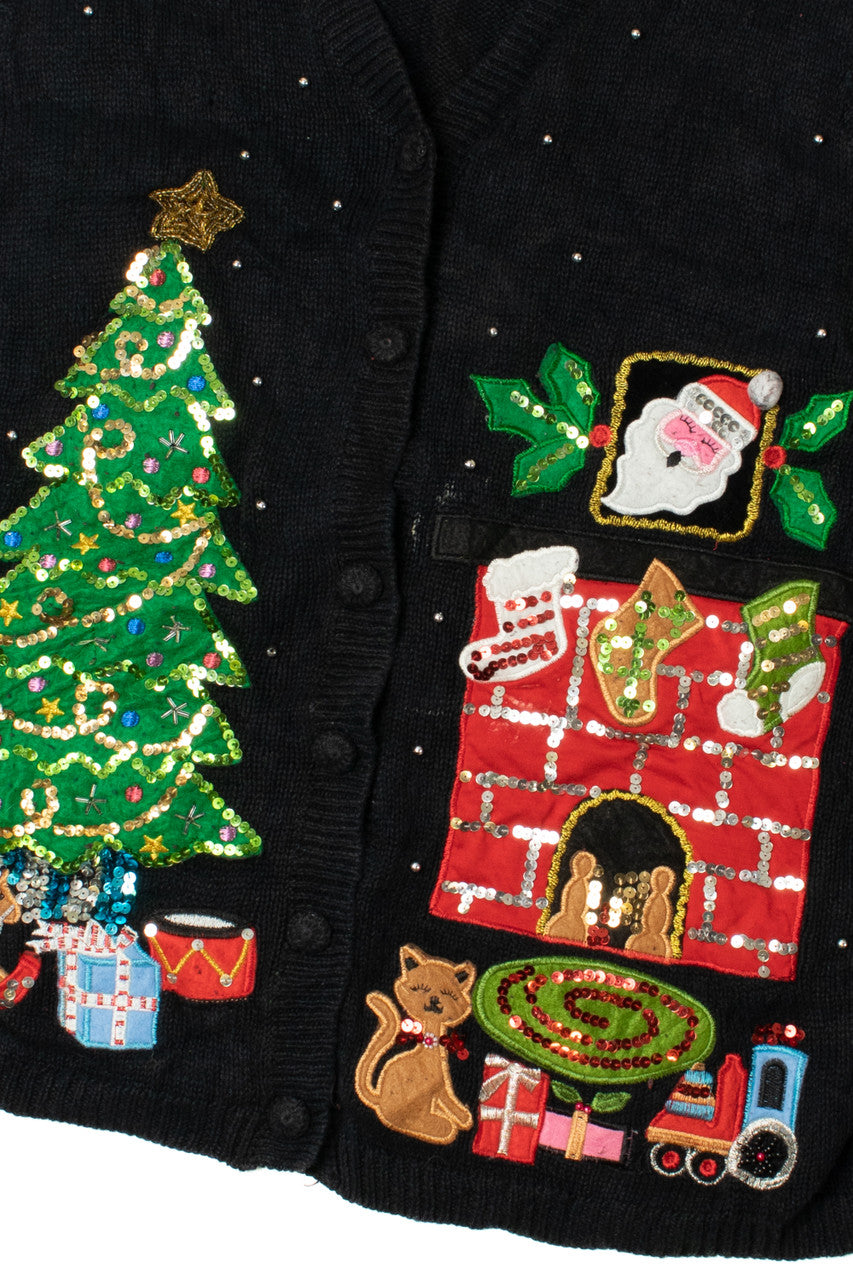 Fireplace Christmas Tree Scene Ugly Christmas Vest 62175