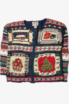Holiday Elements Blue Ugly Christmas Zip-Up Cardigan 62176