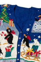Adorable Penguin Scene Ugly Christmas Cardigan 62180