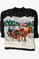 Horse Sleigh Holiday Scene Ugly Christmas Sweater 62190