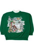 Sparkly Snowy Landscape With Cats Ugly Christmas Sweatshirt 62200