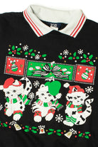 Holiday Cats Front/Back Embossed Print Ugly Christmas Sweatshirt 62223
