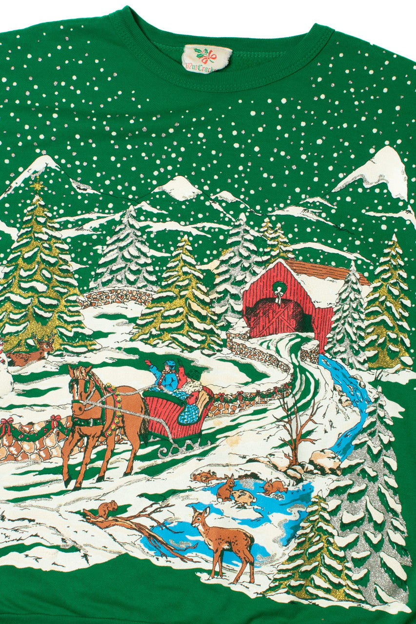 Rural Winter Scene Ugly Christmas Sweatshirt 62224