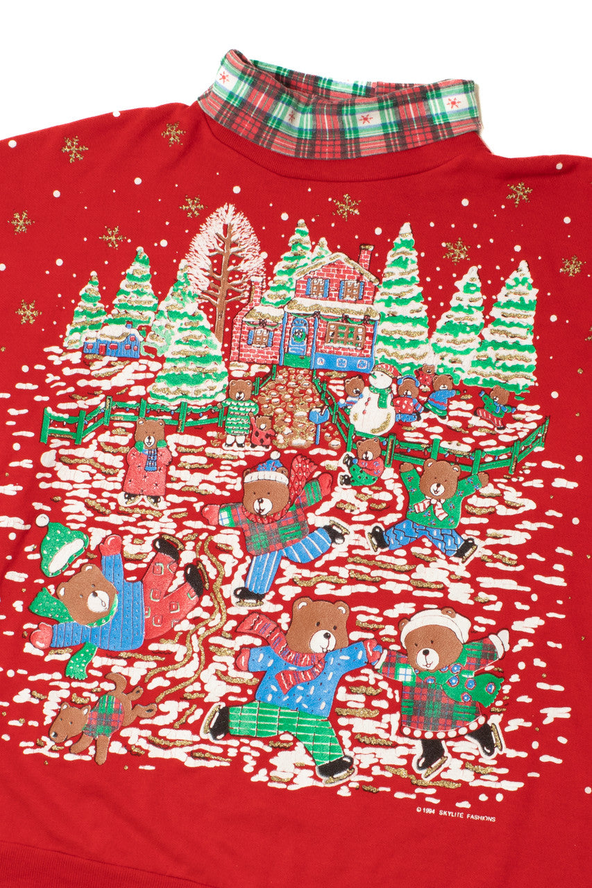 Ice Skating Bears Ugly Christmas Sweatshirt 62225