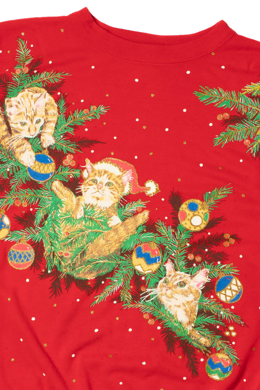 Vintage Holiday Cats Ugly Christmas Sweatshirt 62229