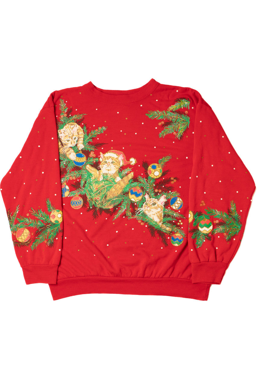 Vintage Holiday Cats Ugly Christmas Sweatshirt 62229