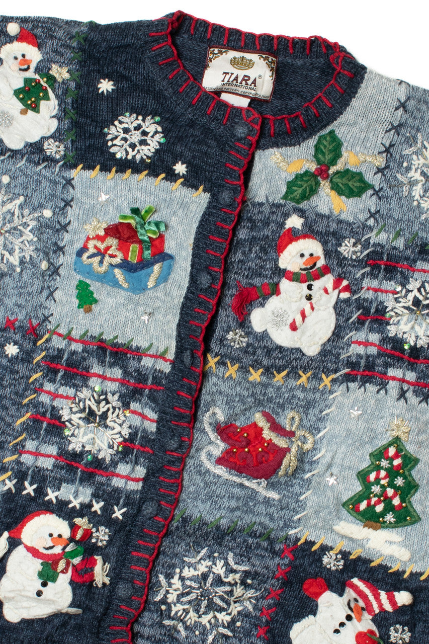 Snowman Patchwork Ugly Christmas Cardigan 62234