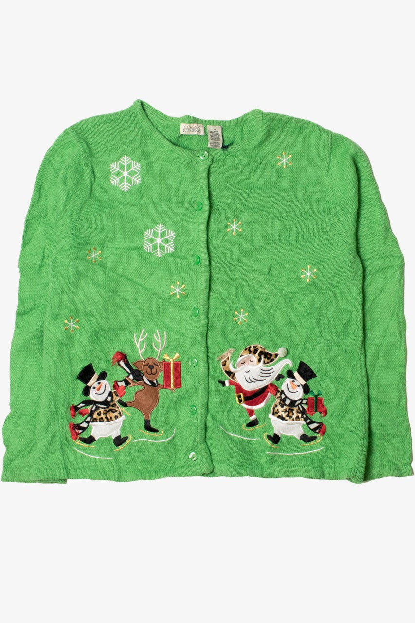 Cheetah Print Accents Ugly Christmas Cardigan 62236
