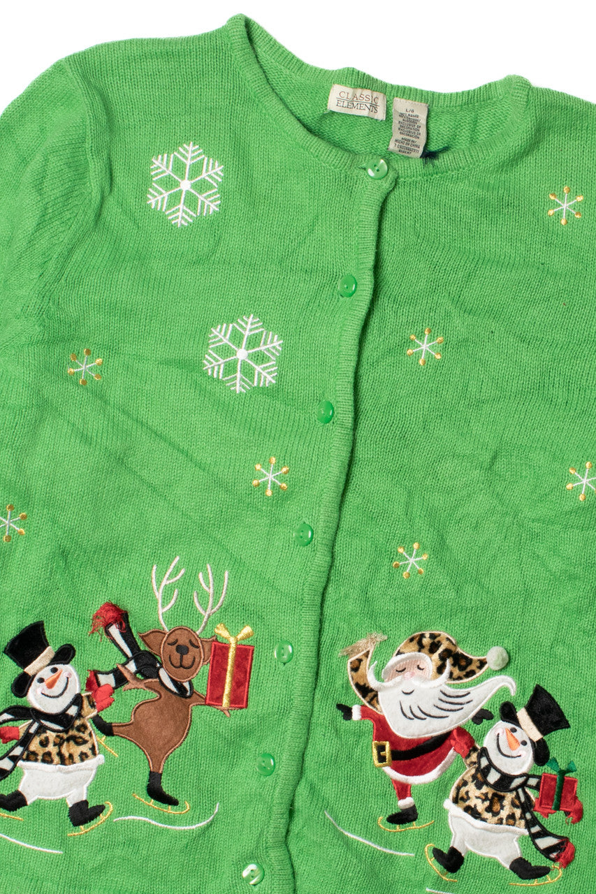 Cheetah Print Accents Ugly Christmas Cardigan 62236