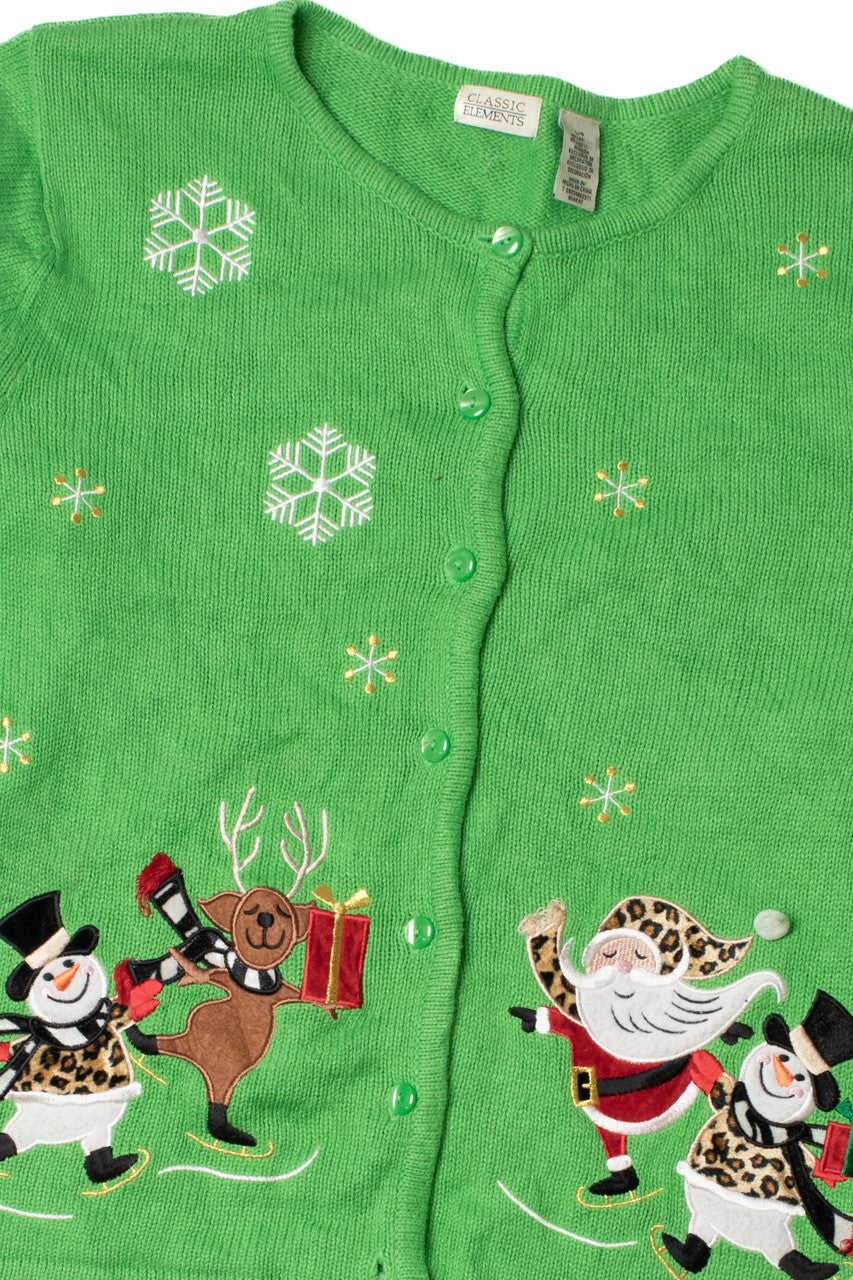 Cheetah Print Accents Ugly Christmas Cardigan 62241