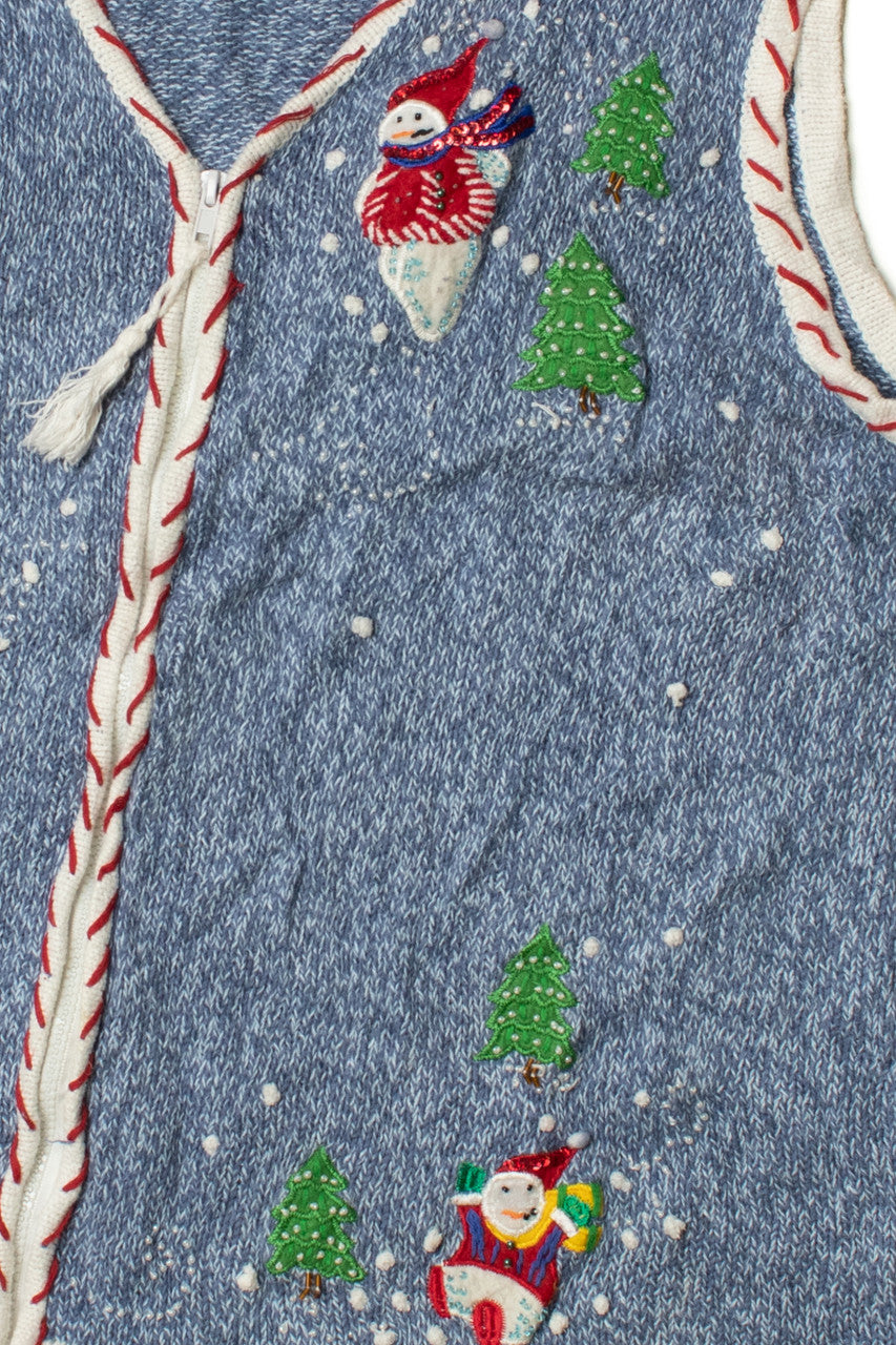 Snowmen Candy Cane Lined Ugly Christmas Vest 62258