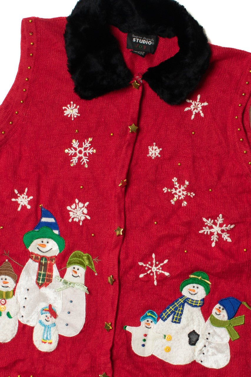 Faux Fur Collar Ugly Christmas Vest 62263