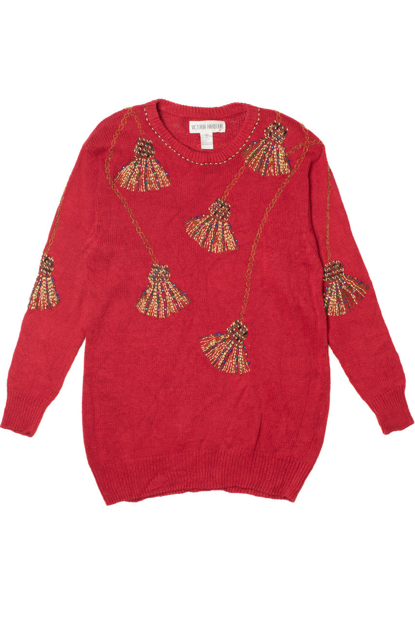 Vintage Beaded Tassels Victoria Harbour Sweater Dress