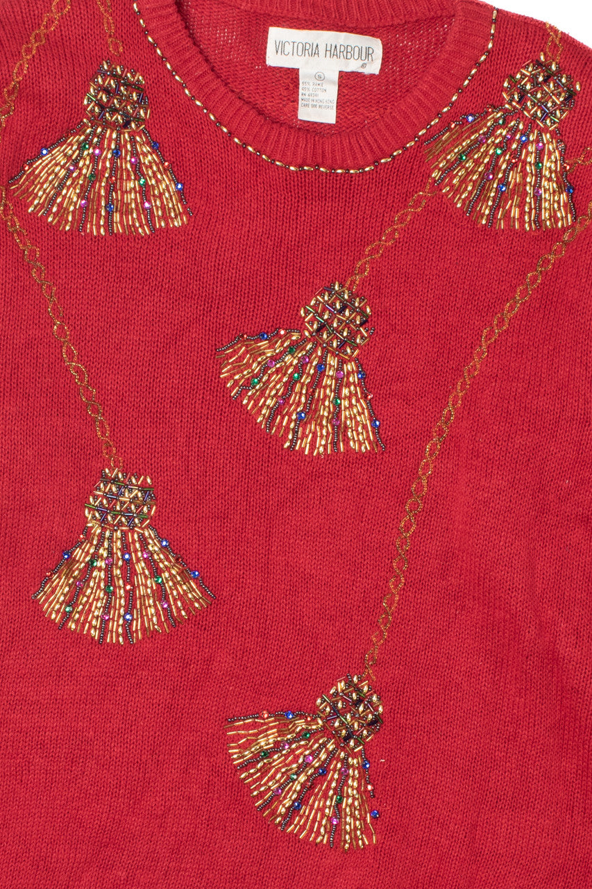 Vintage Beaded Tassels Victoria Harbour Sweater Dress