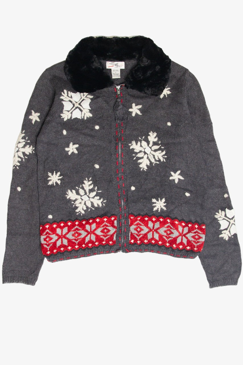 Vintage Gray Ugly Christmas Cardigan 62956