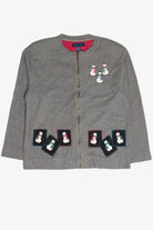 Vintage Gray Ugly Christmas Cardigan 62969