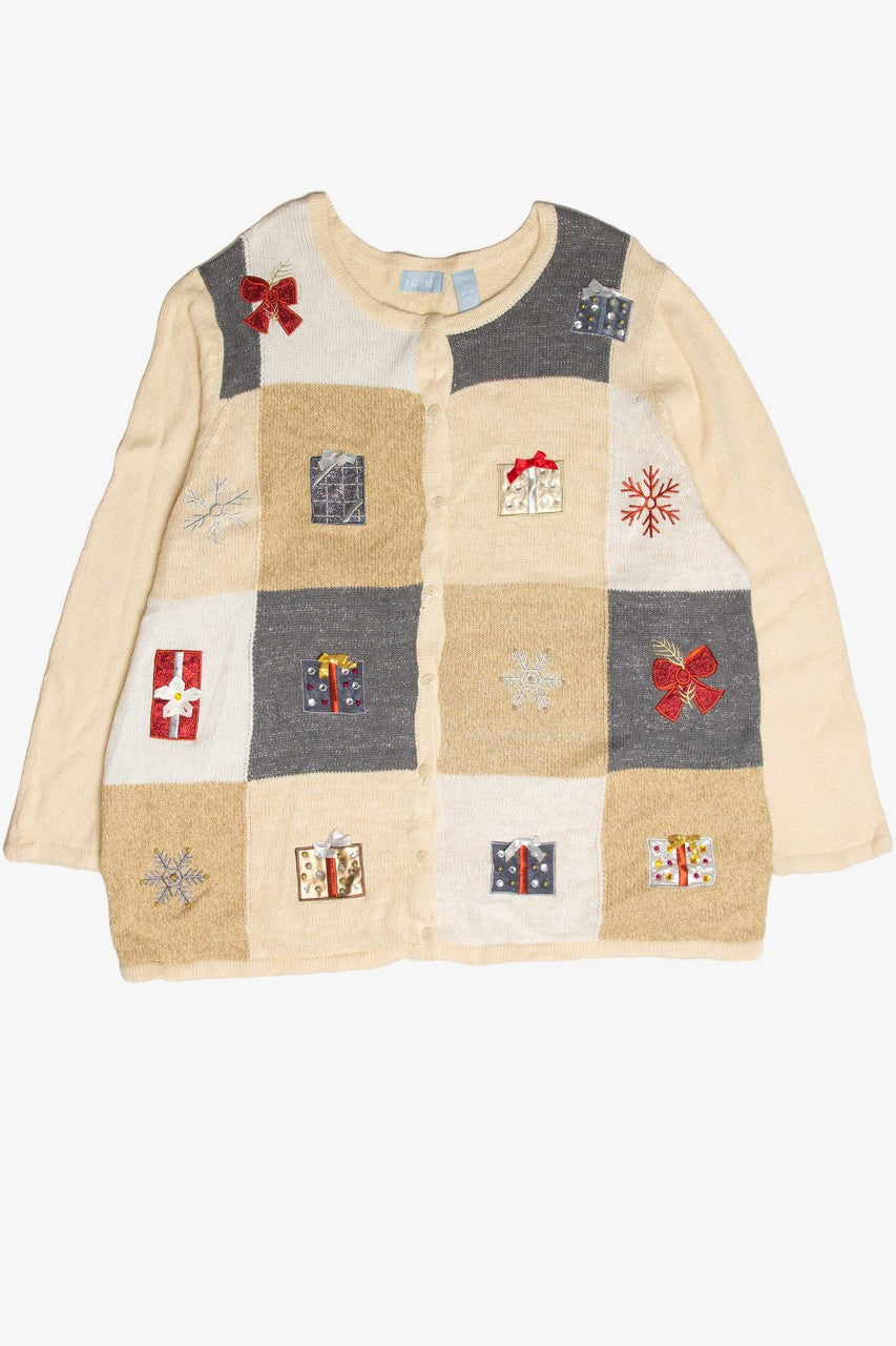 Vintage Beige Ugly Christmas Cardigan 62972