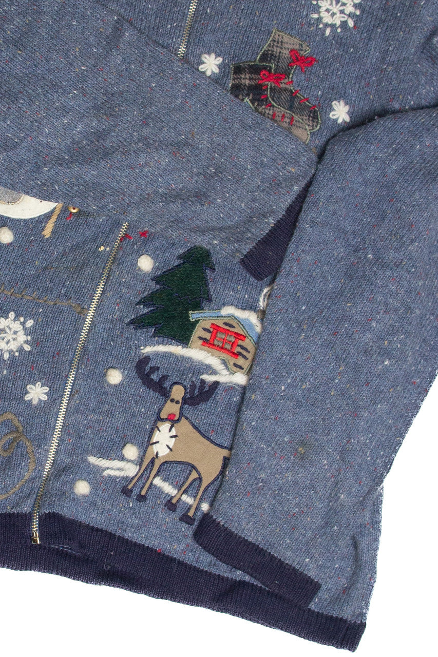 Vintage Blue Ugly Christmas Cardigan 62989
