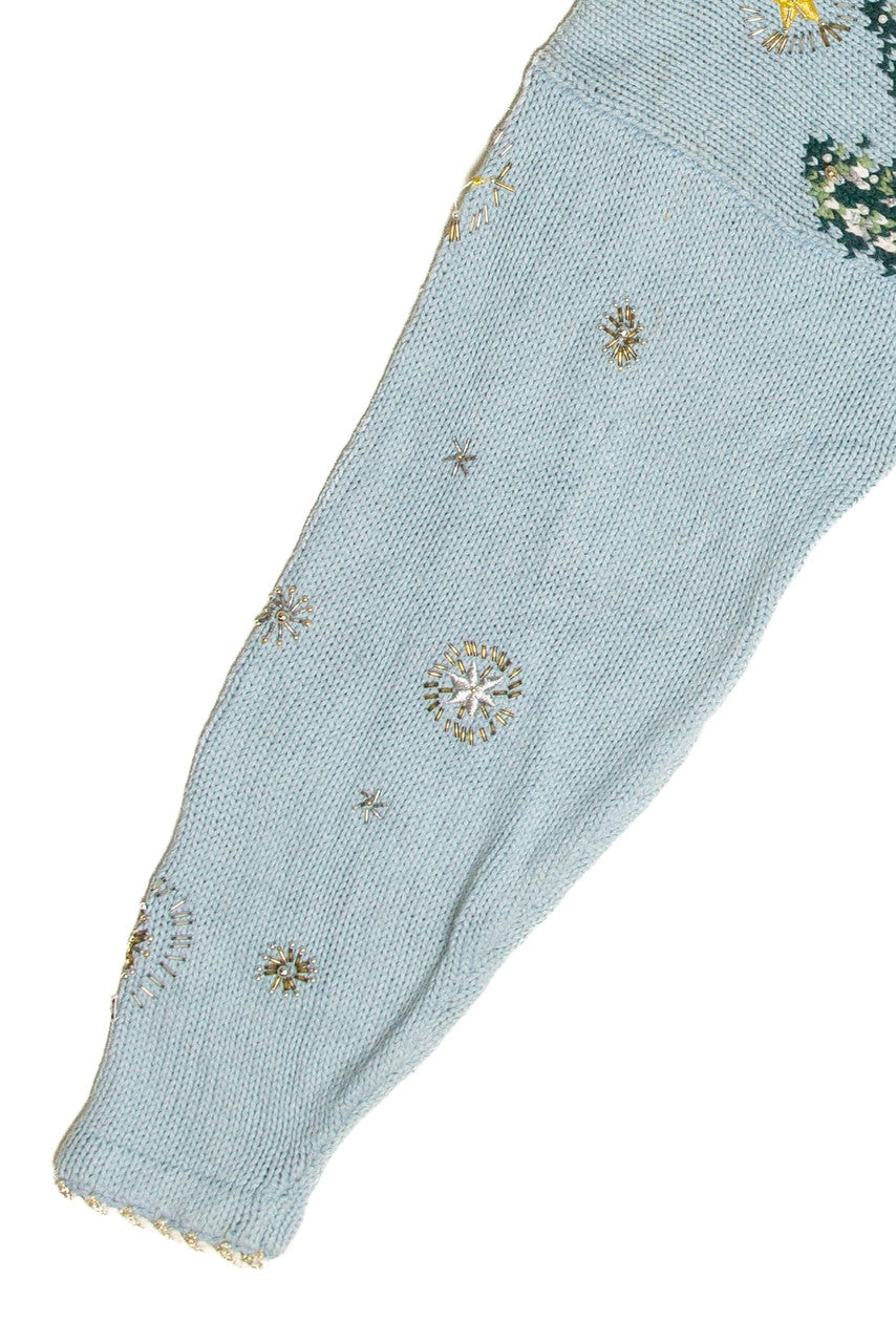 Vintage Blue Ugly Christmas Cardigan 62996