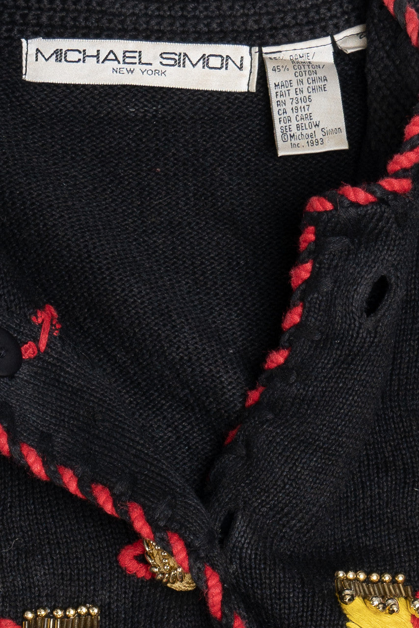 Vintage Michael Simon Nutcrackers Ugly Christmas Cardigan (1990s)