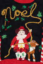 Vintage Pink Cowboy Boot Cowboy Santa Hand Knit Ugly Christmas Sweater (1990s)