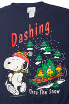 Vintage Snoopy "Dashing thru The Snow" Peanuts Ugly Christmas Sweater 63759