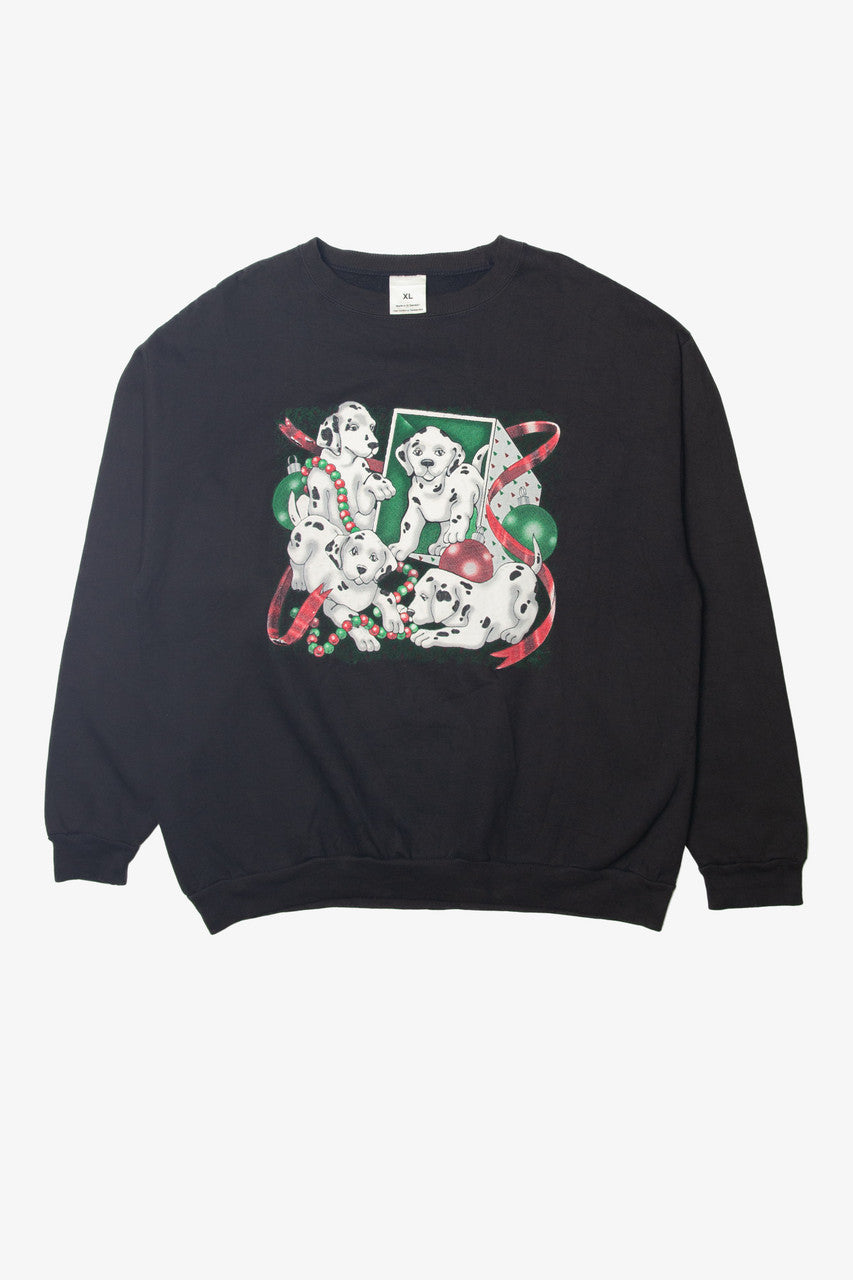 Vintage Dalmatian Puppies In Present Ugly Christmas Sweatshirt 63760