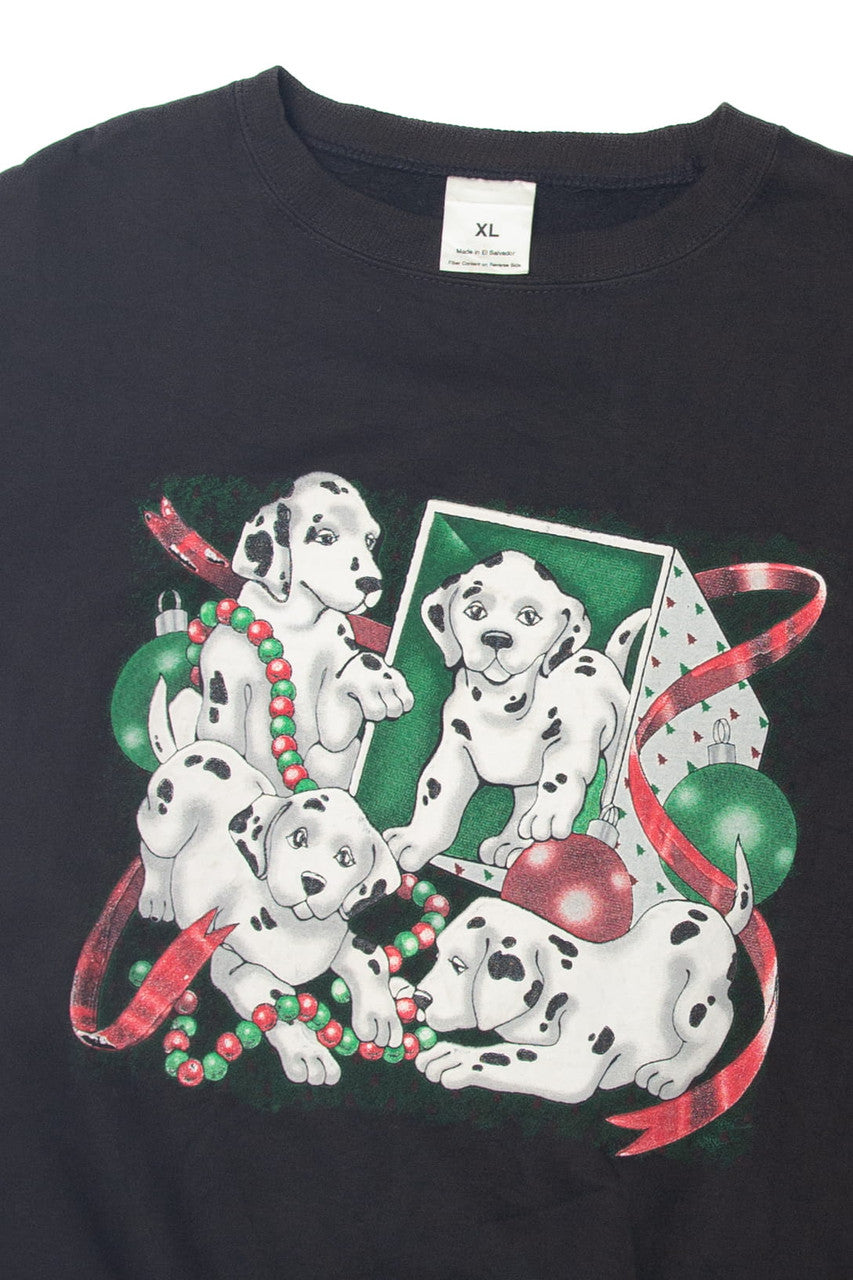 Vintage Dalmatian Puppies In Present Ugly Christmas Sweatshirt 63760