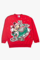 Vintage Micky and Minnie Mouse In A Sleigh Red Ugly Christmas Sweatshirt 63766
