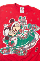 Vintage Micky and Minnie Mouse In A Sleigh Red Ugly Christmas Sweatshirt 63766