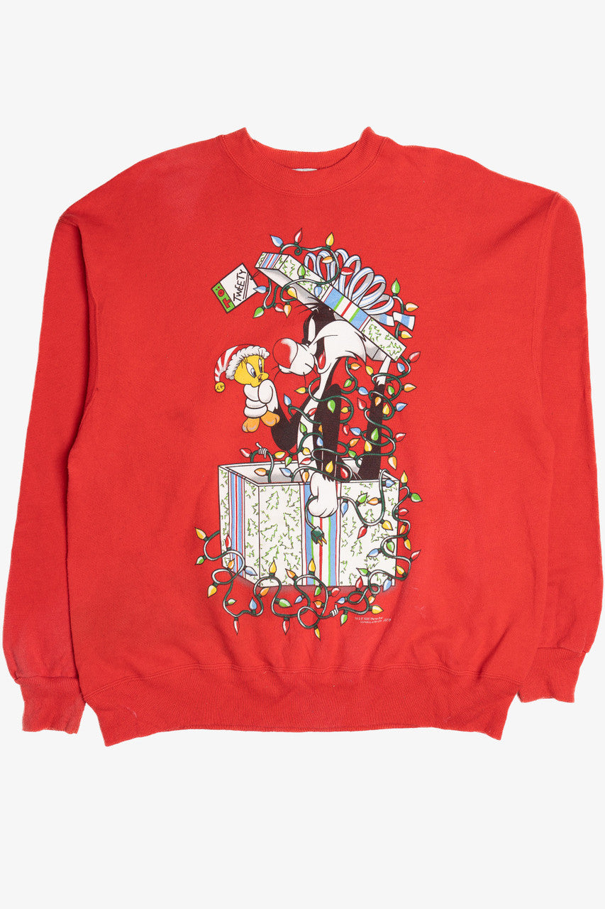 Vintage Tweety Bird & Sylvester Looney Tunes Ugly Christmas Sweatshirt (1990s)