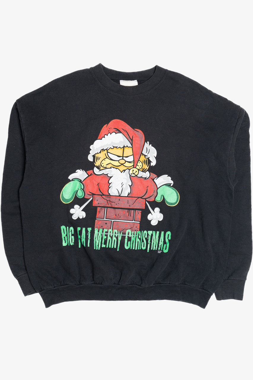 Vintage Garfield "Big Fat Merry Christmas" Ugly Christmas Sweatshirt